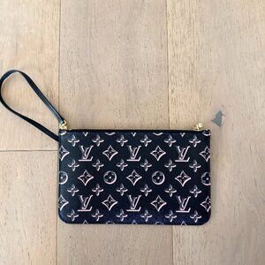 Louis Vuitton Monogram 'Fall For You' Black Pink Wristlet Neverfull MM Pouch LE